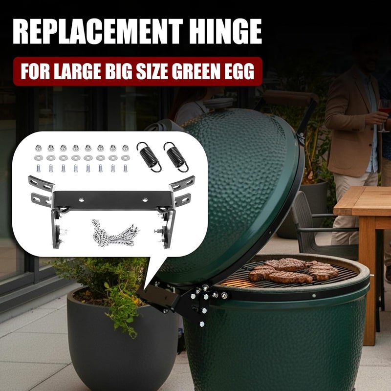 Vankey Hinge Assembly for Large Big Size Green Egg Grill – Powder Coated Steel Replacement Hinges with Spring, Durable & Weather-Resistant Hinge Kit for Large Green Egg（L-One-Piece） - Image 2